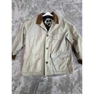 Woodlake Mens XL Tan Corduroy Collar‎ Plaid Lined Field Jacket Workwear